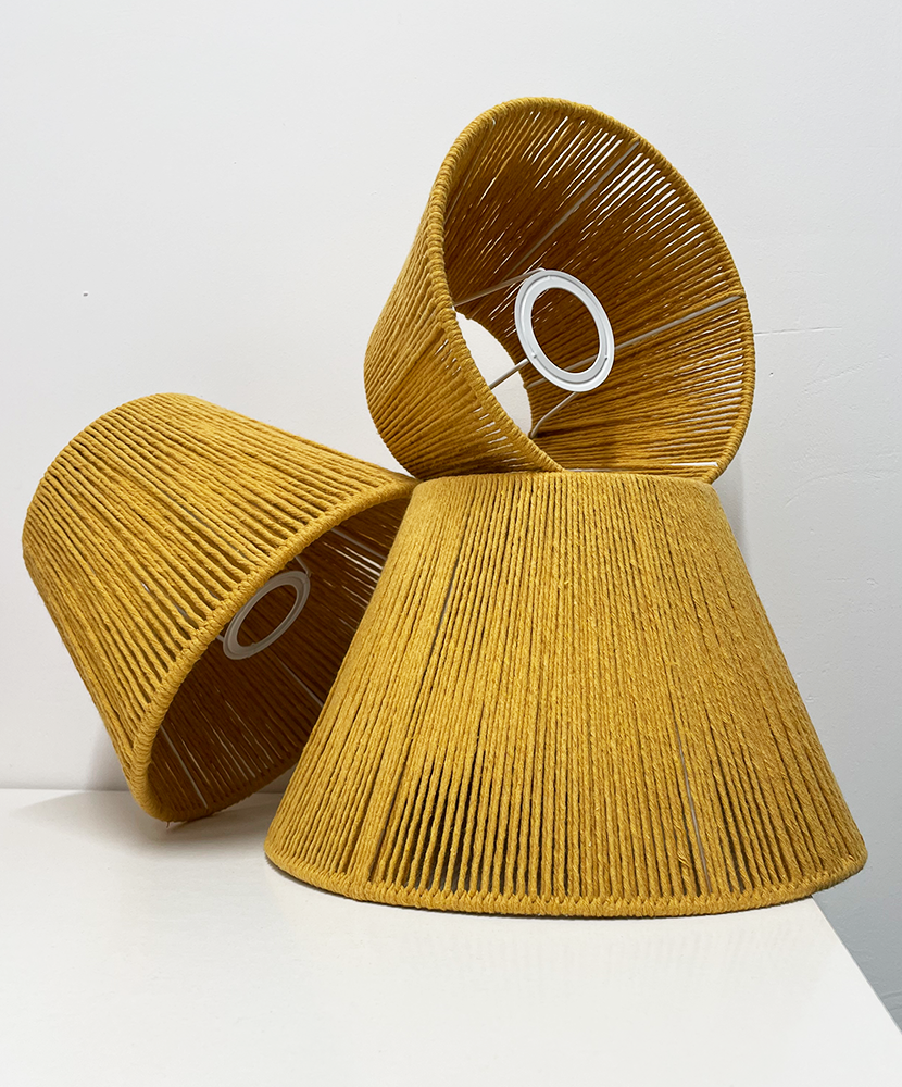 Abażur musztardowy z naturalnego sznurka