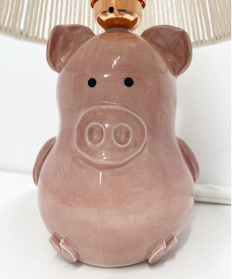 Lampa ceramiczna Świnka, wykonana ręcznie