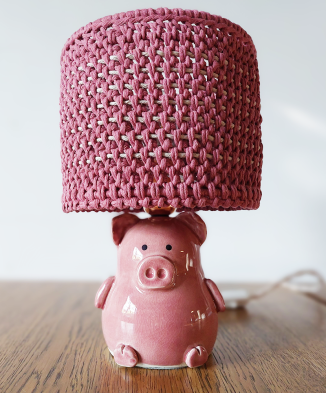 Handmade Ceramic Pig Lamp
