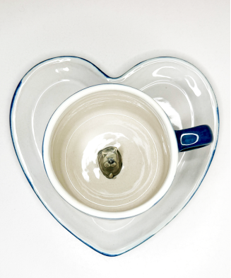 heart-shaped plate blue