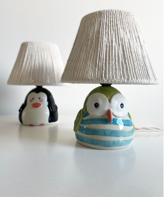 Lampa ceramiczna WESOŁA SÓWKA, wykonana ręcznie
