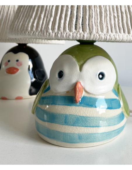 Lampa ceramiczna WESOŁA SÓWKA, wykonana ręcznie